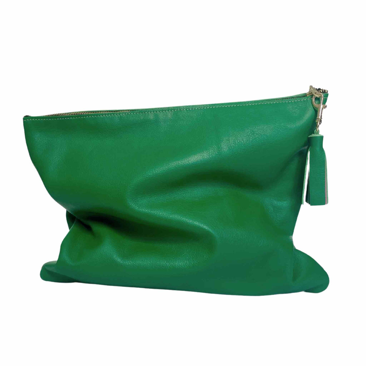 Genuine Leather Nellie Clutch In Kelly Green The Lettered Greek Atelier