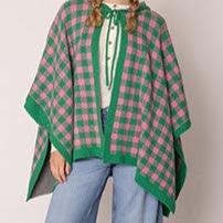 Gingham Cape- Pink and Green