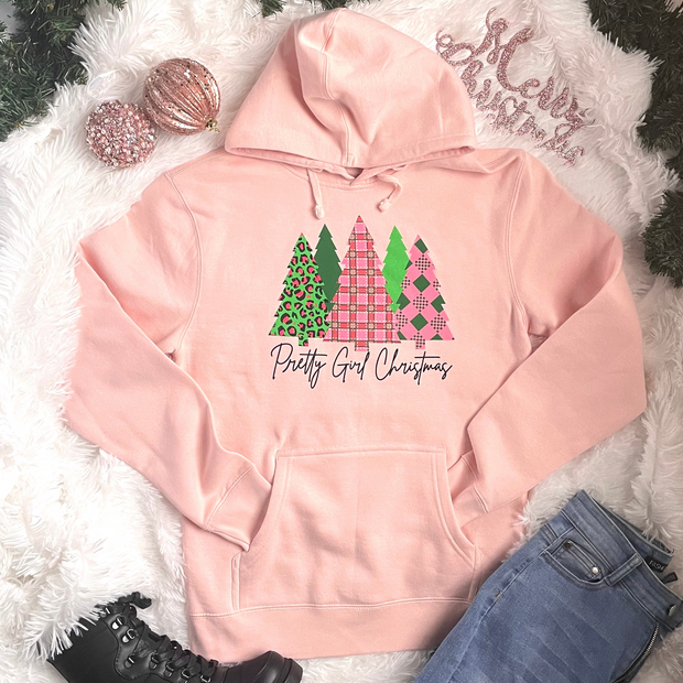 Pretty Girl Christmas Hooded Sweatshirt In Pink